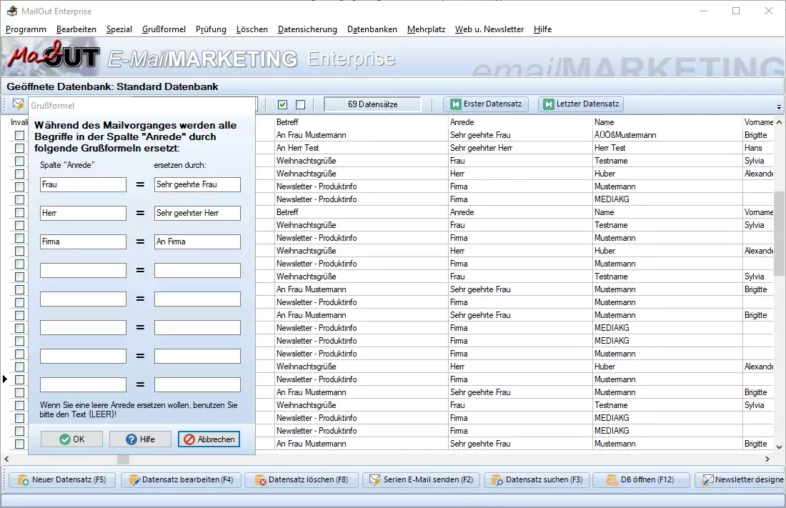 Newsletter Programm Deutsch